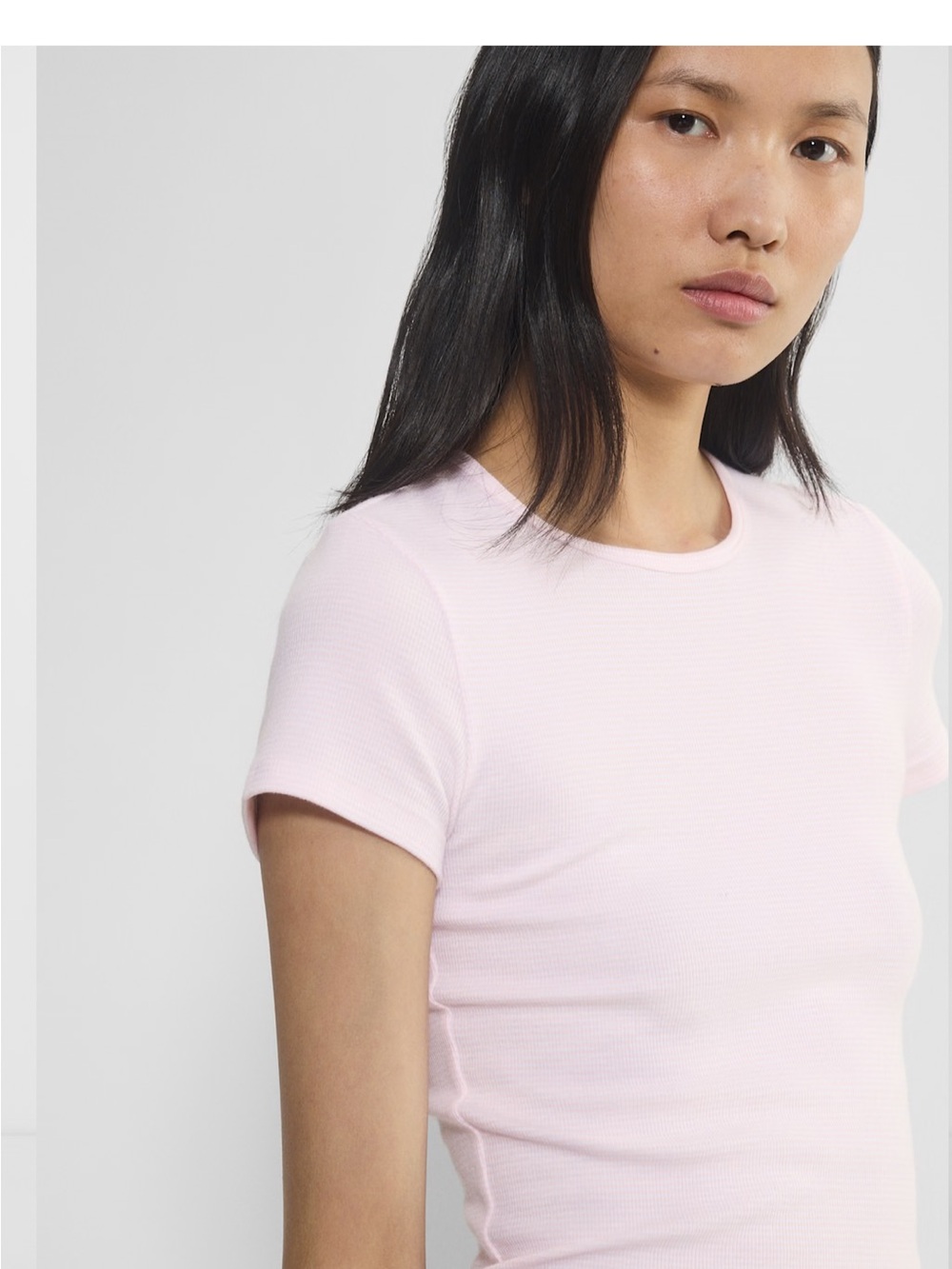 Brand new with tags. Aritzia Soft Crew Tee in Villa Pink and White